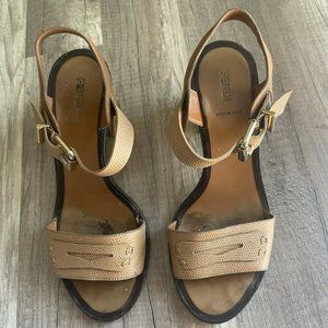 Fendi Womens Brown Open Toe Casual Buckle Ankle Strap Heel Strappy Sandal Sz 38